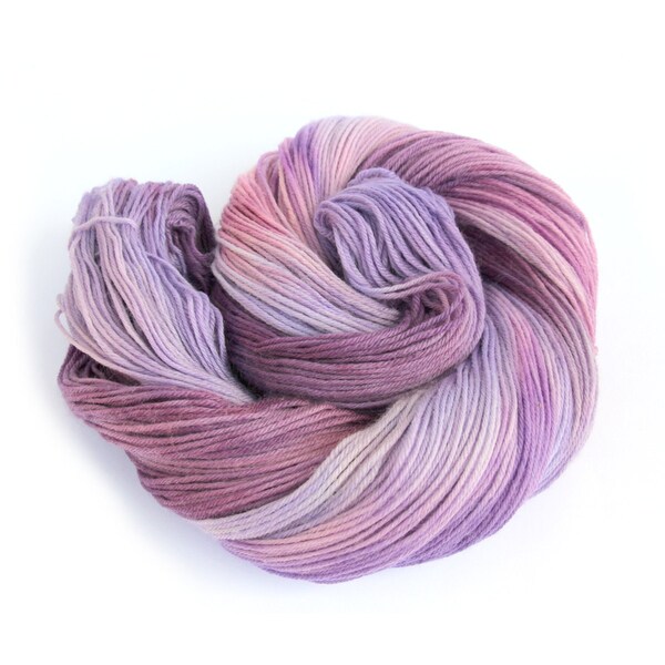 Handdyed sock yarn, purple pink fingering wool, 4ply superwash merino cashmere knitting wool, lavender herb mcn crochet yarn uk, Buddliea