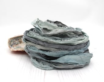 Down To Earth, hand dyed recycled sari silk ribbon, 10metres