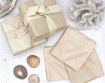 Unbleached sari silk fabric fat quarters