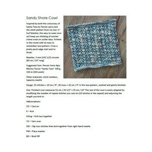 Sandy Shore Cowl knit kit - pattern detail