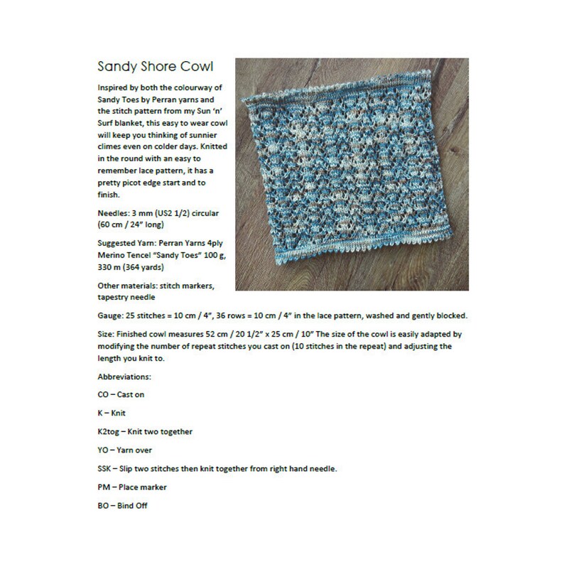 Sandy Shore Cowl knit kit - pattern detail