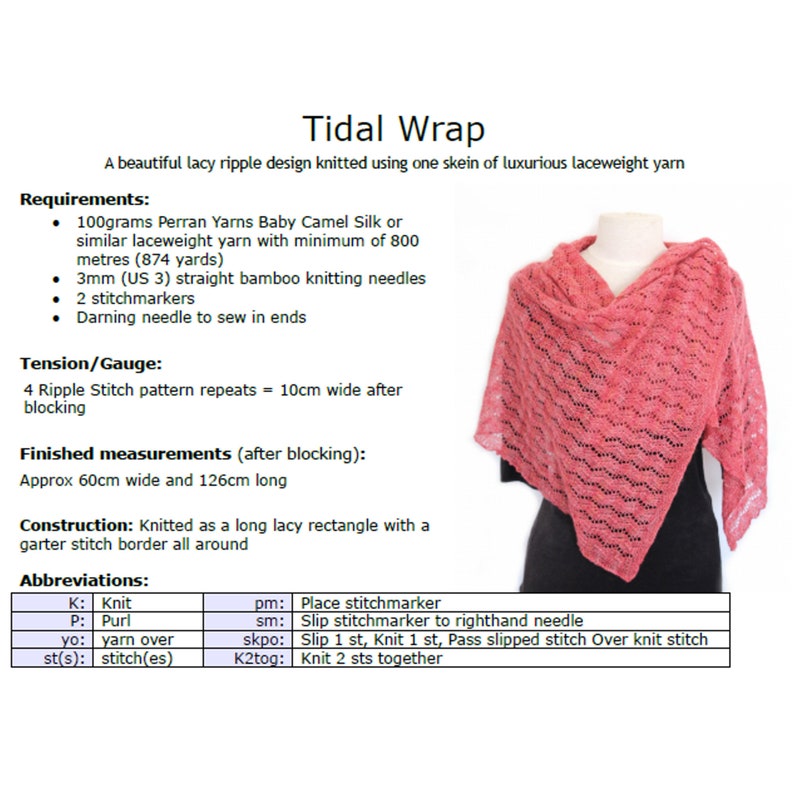 Tidal Wrap knit kit - pattern detail