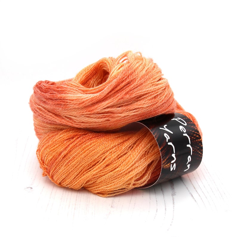 2ply Bright Lace tencel merino yarn handdyed in shade Burnished Orange image 3