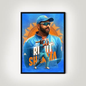 Rohit Sharma Cricket Poster |  England Cricket Framed Player Poster Prints | Excellent gift | Custom | UK Free Delivery