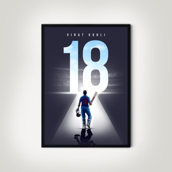 Framed Virat Kohli Cricket Poster | Ready-to-hang | Black Frame (A3/A4)