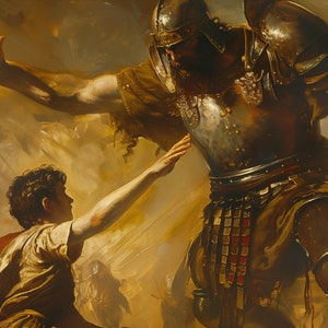 David and Goliath,  1 Samuel 17, Bible Art, DIGITAL PRINT GIFT, Christian Wall Art, Scripture Artwork, Religious Décor, Biblical Home Décor