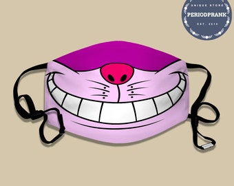 Cheshire Cat Smile Mouth Face Mask, Reusable Washable Face Mask, Cartoon Mask, Adults Face Mask, Kids Face Mask