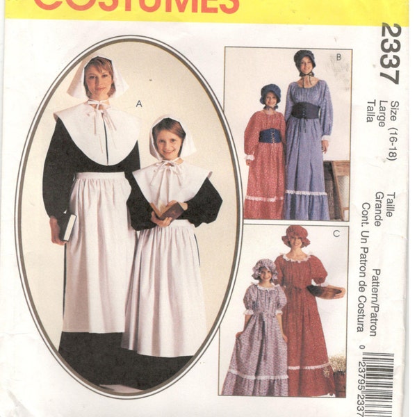 McCall's 2337 Size 16, 18 Women's 18th and 19 century costume.  Pilgrim dress, historical, centennial, puritan, Cosplay, prairie, pioneer