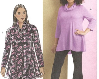 Butterick 6962 / 11902 Size 20w-28w or 30w-38w. Plus size tunic top, long sleeve, cowl neckline, fit and flare, swing tunic