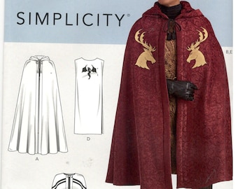 Simplicity 11850 / 8771 One Size Men's costume tabbard and cape costume sewing pattern. Historical, Game of Thrones, cosplay, theatre