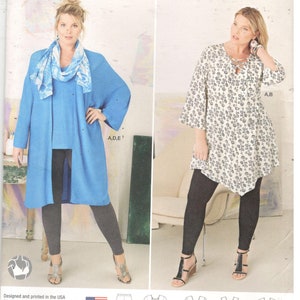 Simplicity 8097 Size 18w, 20w, 22w, 24w or 26w, 28w, 30w, 32w Pattern: sleeveless / three quarter slv, empire waist tunic, leggings, jacket