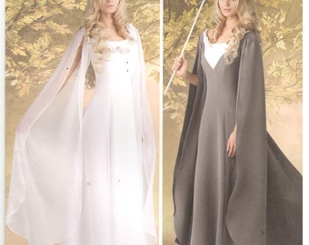 Simplicity 1551 Size 8, 10, 12, 14 / 16, 18, 20, 22, 24 Womens sewing pattern. LOTR Galadriel wedding style dress, long sleeve, train Schewe