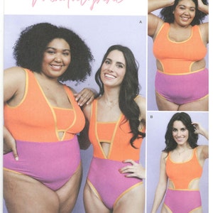 Simplicity 9609 Size xs, s, m, l, xl, 2x, 3x, 4x Women&#39;s and plus size one piece swim suit pattern with cup sizes A/B, C/D, E/F and G/H