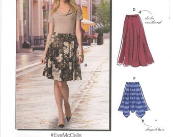 McCall's 8061 Size L, XL, XXL, 16, 18, 20, 22, 24, 26 Women's sewing pattern, elastic waist knit skirt in two lengths, table cloth hem