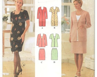 Simplicity 7107 Size 18, 20, 22 Womens plus size pattern: long or short sleeve top and elastic waist pencil skirt or knee length dress