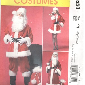 McCall&#39;s 5550 Size S-L/ XL,-XXXL Men&#39;s / Women&#39;s costume sewing pattern: Santa Mrs clause, Father Christmas, santa hat, pants, jacket, pants