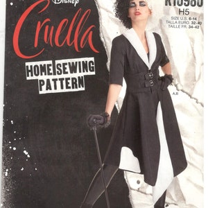 Simplicity 9340 / 10980 Size 4, 6, 8, 10, 12, 14 / 14, 16, 18, 20, 22 Costume dress sewing pattern: Disney Cruella legging jumpsuit, dress