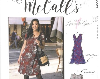 McCall's 8064 Size L, XL, XXL, 16, 18, 20, 22, 24, 26 Womens sewing pattern, knit fabric, sleeveless, short / long sleeves, learn to sew