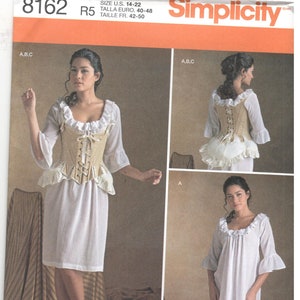 Simplicity 8162 Size 6-14 / 14, 16, 18, 20, 22 Women's pattern 18th century corset, shift, wide hip costume, American Duchess, undergarments image 4