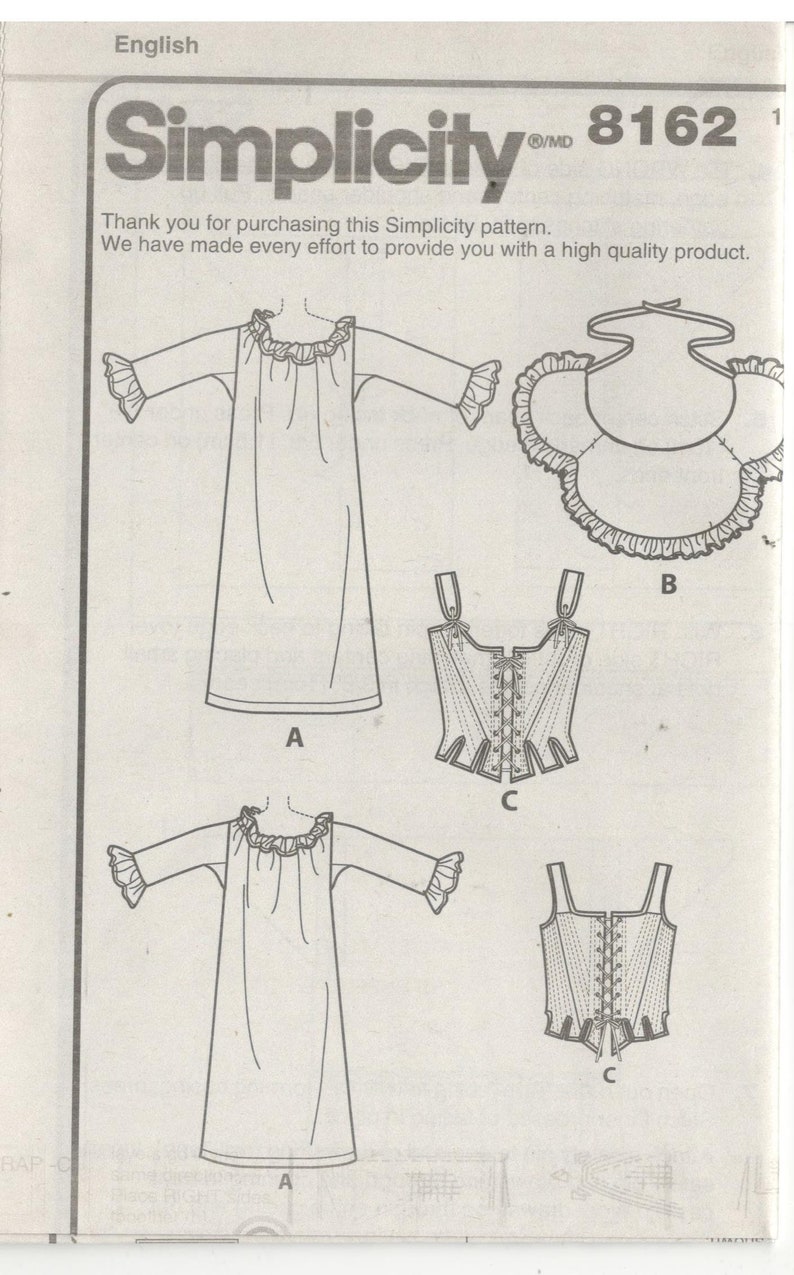 Simplicity 8162 Size 6-14 / 14, 16, 18, 20, 22 Women's pattern 18th century corset, shift, wide hip costume, American Duchess, undergarments image 2