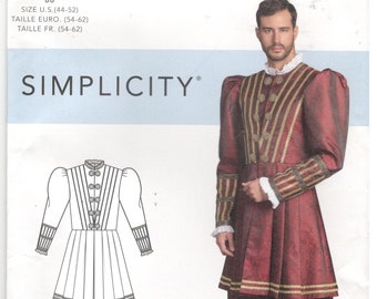 Simplicity 9095 Size 44, 46, 48, 50, 52 Men's costume sewing pattern. Historical, Medieval coat and pantaloons, Tudor court men's coat, Lord