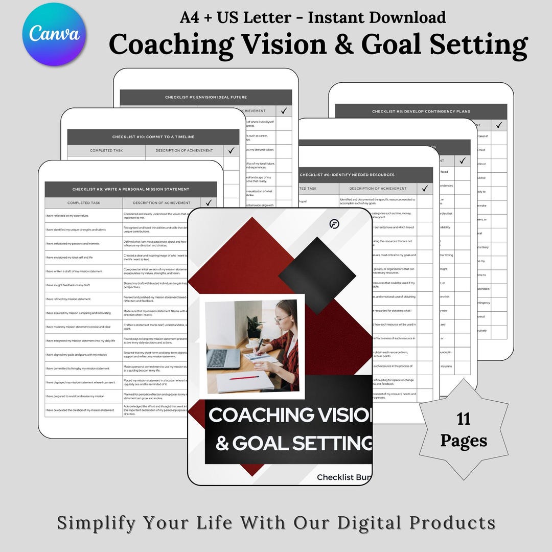 Goal Setting Coaching Templates, Vision Board Coaching Worksheets ...