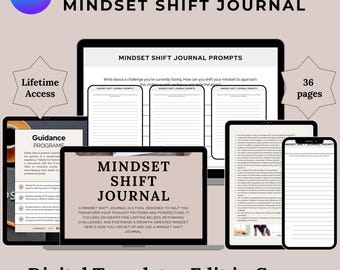 Mindset Journal,  Mental Health Coaching Templates, Positive Thinking Journals, Growth Mindset Coaching, Personal Development