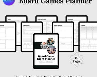 Board Games Night Planner, Family Fun Activity Planner, Game Night Tracker and Score Sheets, Printable Tabletop Game Score Sheets