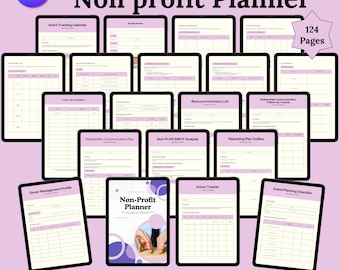 Non Profit Planner, Fundraising  Event Planning Tracker, Monthly Grants Checklist, Printable Non profit Marketing, Editable Template