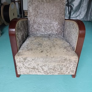 Fauteuil art déco années 30 crème et motifs image 9