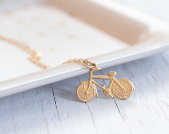 Bicycle Necklace | Bike Necklace | Bike Lover Gift | Cyclist Gift | Bicycle Necklace on Gold Chain