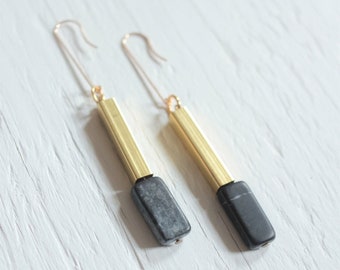 Architectural Earrings | Bauhaus Earrings | Long Bar Earrings | Modernist Earrings
