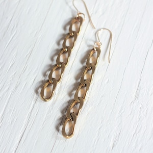 Gold Chain Link Earrings - Work From Home - Chunky Chain - Cuban Curb - Miami Chain - Flat Curb Chain