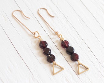 Bohemian Garnet Earrings | January Birthstone | Garnet Cluster Earrings | Date Night Earrings | 6th Anniversary Gift