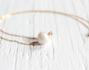 Single Freshwater Pearl Necklace on a Gold Filled Chain | Floating Solitaire Pearl Necklace | Real Pearl Necklace | White Pearl Choker