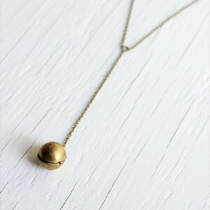 Globe Locket Necklace Long Y Necklace Photo Locket Necklace Ball Locket Necklace Brass Ball Locket image 2