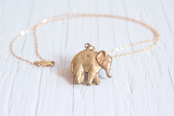 Gold Elephant Necklace Elephant Charm 