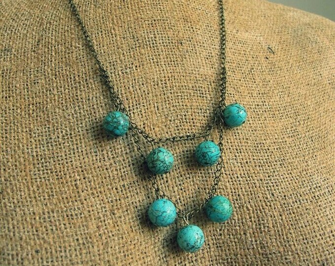 Blue Stone Bib Necklace Etsy