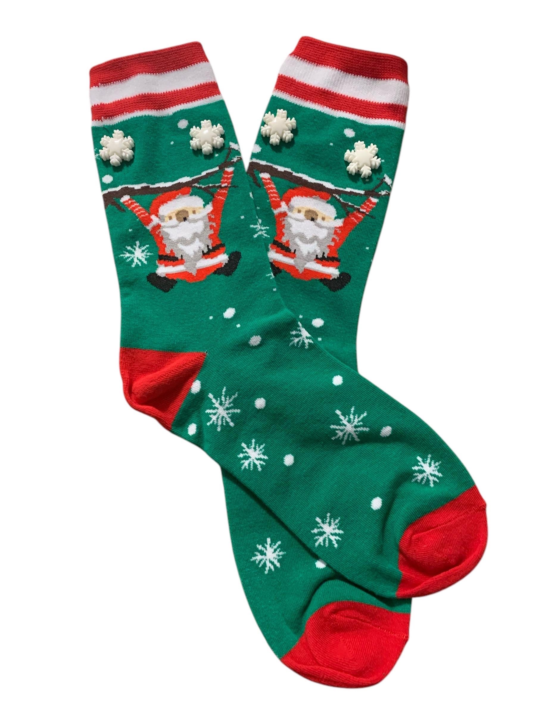 Embellished Santa Snowflakes Christmas Tube Socks Christmas Gift ...