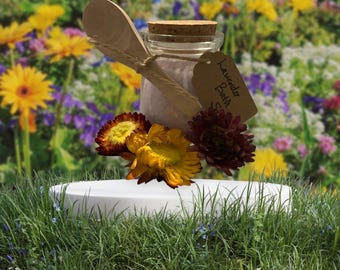 Lavender Bath Salts Foot Soak Handmade in Reusable Beautiful Jar with Wood Spoon