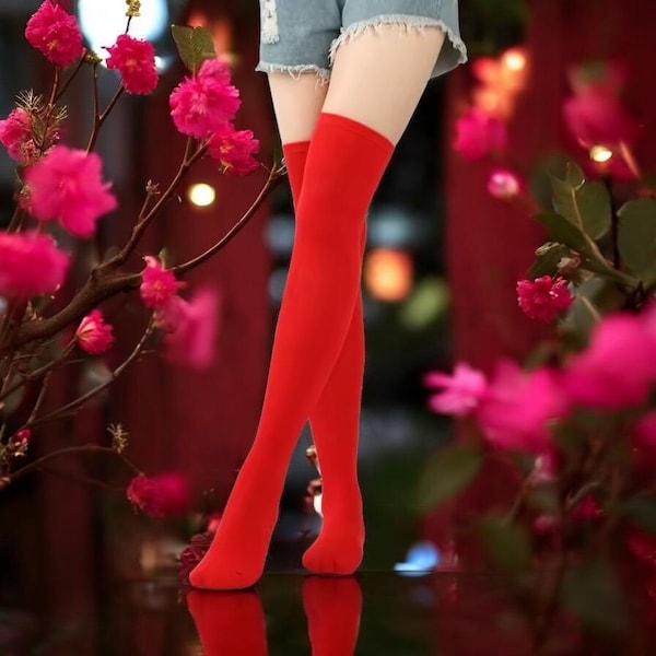 Red Thigh High Stockings with Getaway Gift Set