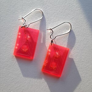 Neon cassette earrings