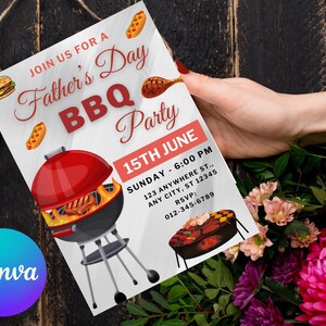 Happy Fathers Day Invite Barbecue Invite Fathers Day Bbq Brunch Editable Invitation template Instant Download