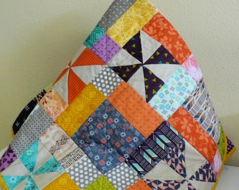 Colorful Patchwork Lap Quilt, Quilted Throw, Baby Quilt, 38 inches square