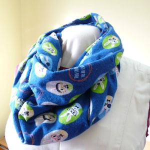 Flannel Infinity Scarf with Pocket, Hipster bunny rabbits