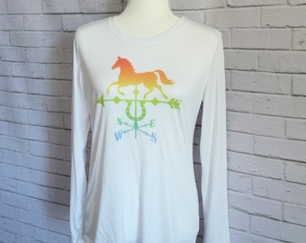 Horse Weather Vane Shirt Size Medium, Long Sleeve Sports Shirt