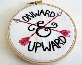 Onward and Upward Embroidered Hoop Wall Decor