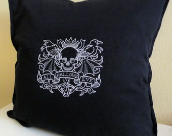 Black and White Skull Pillow Cover All Hallows Eve