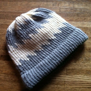 Warm Winter Zigzag Beanie Hat Gray and Ivory FREE SHIPPING image 1