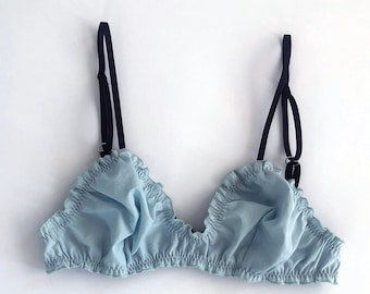 SALE Oleander Bralette in Upcycled Vintage Blue Cotton